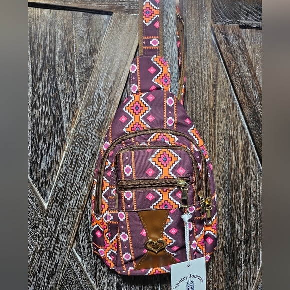 NWT Brown and Pink Aztec Women\'s Sling Bag main image 4